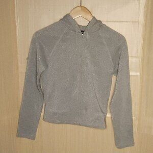 Express Silver Hooded Full Zip Sweatshirt Small